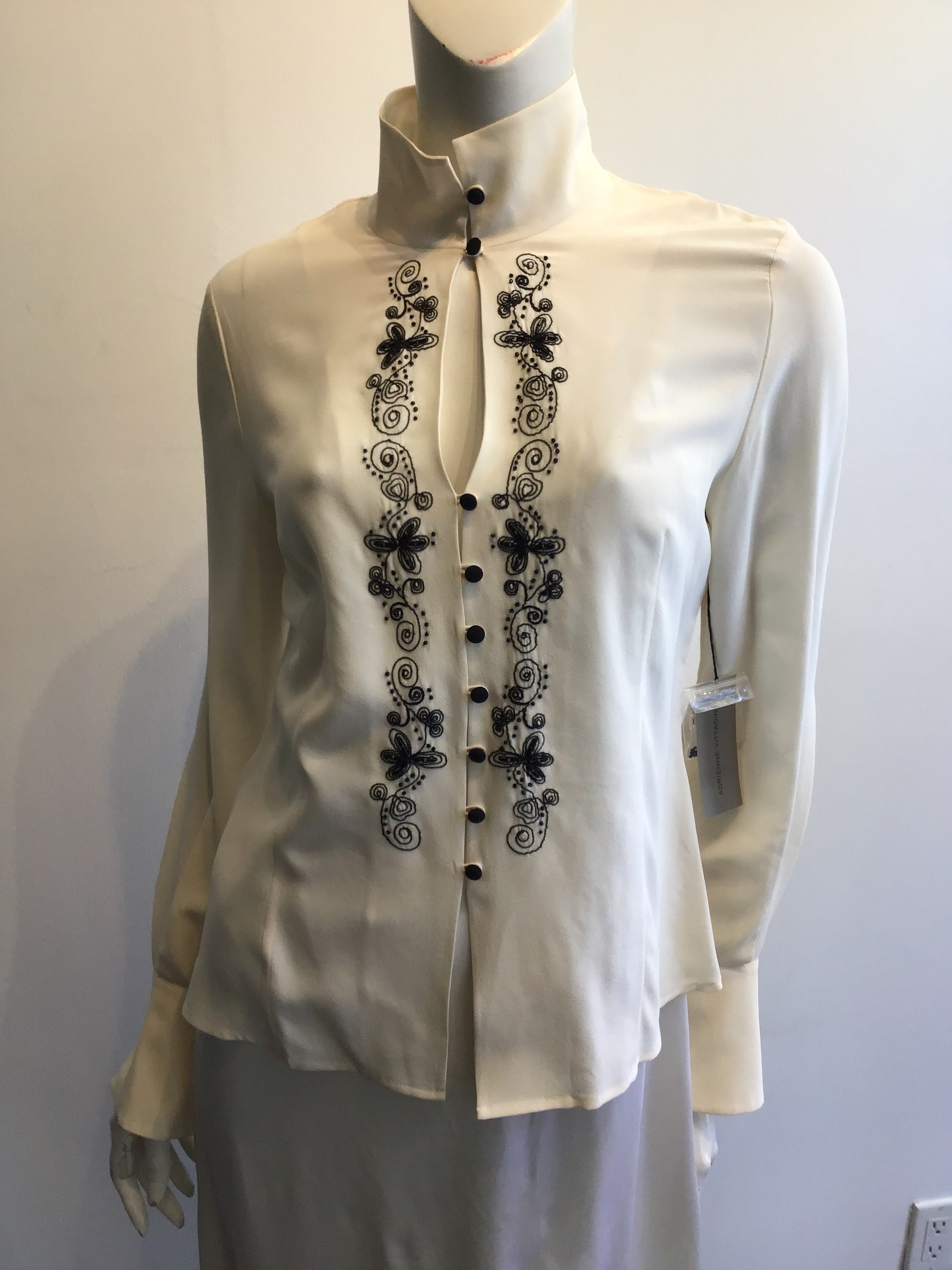 1990’s Silk Andrienne Vittadini Cream Blouse Size 4