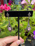 Sterling Maracsite and Pink Topaz Dangle Earrings
