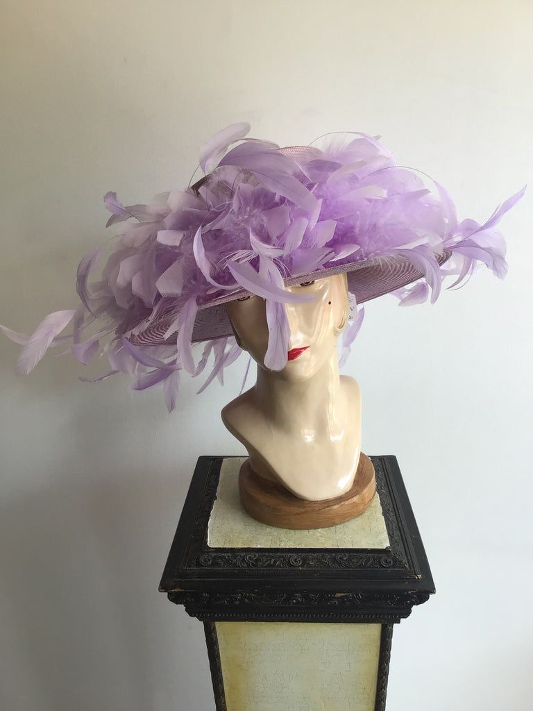 2000 Whiteley Lavender Straw Hat with Feather