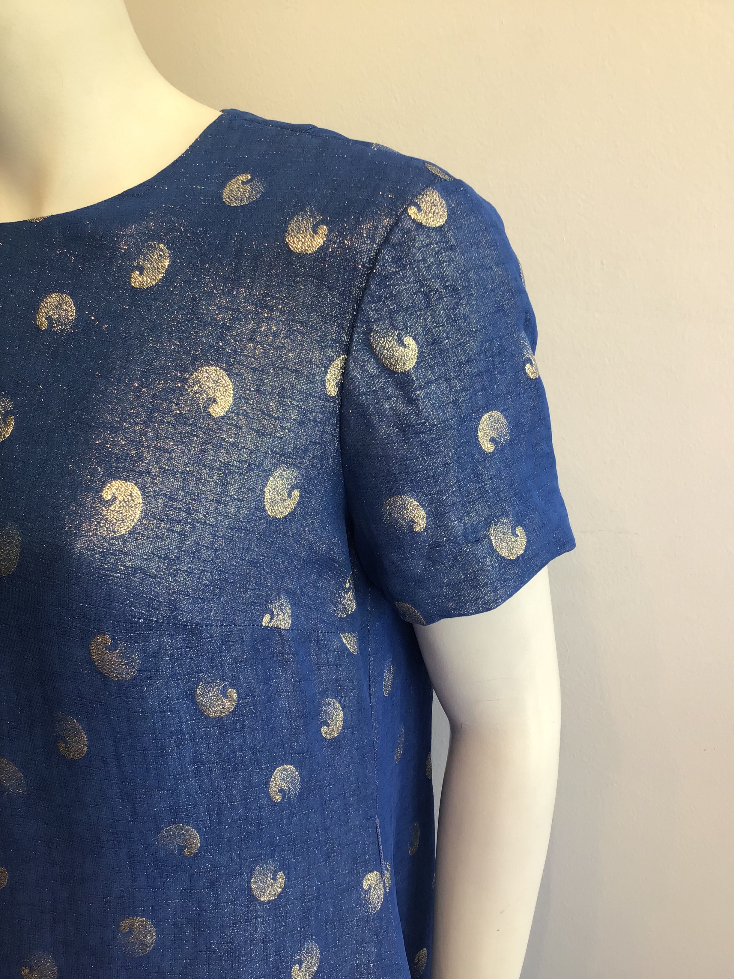 1960’s Blue Lamé Maxi Dress with Jacket Size 16