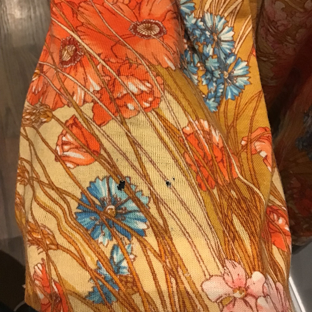 1970s Goldworm  Printed Silk/Wool Blend Dress  Size 8