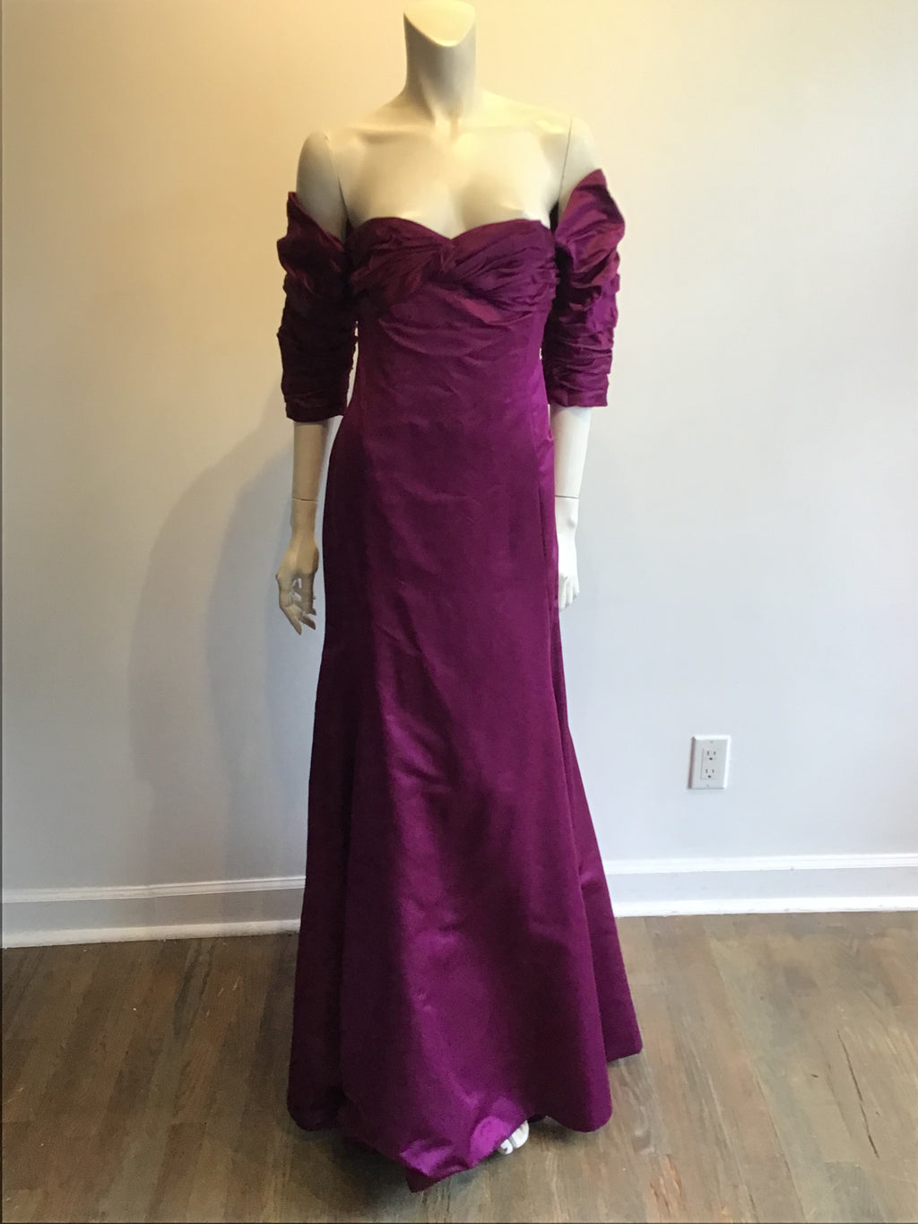 1980’s Plum Silk Satin Evening Gown Size 10