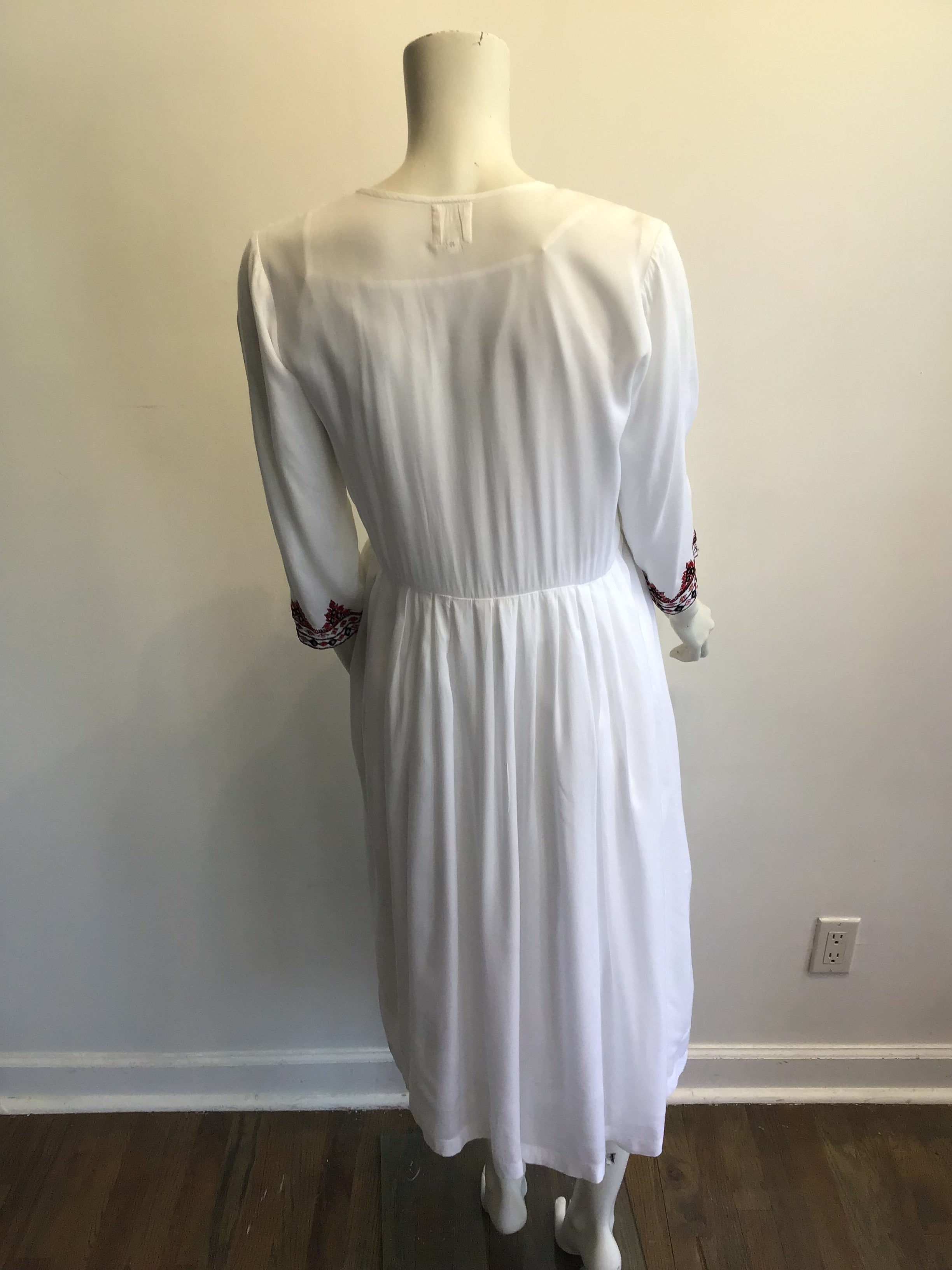 2000s Olivia Dar Cotton Embroidered White Dress Size 10