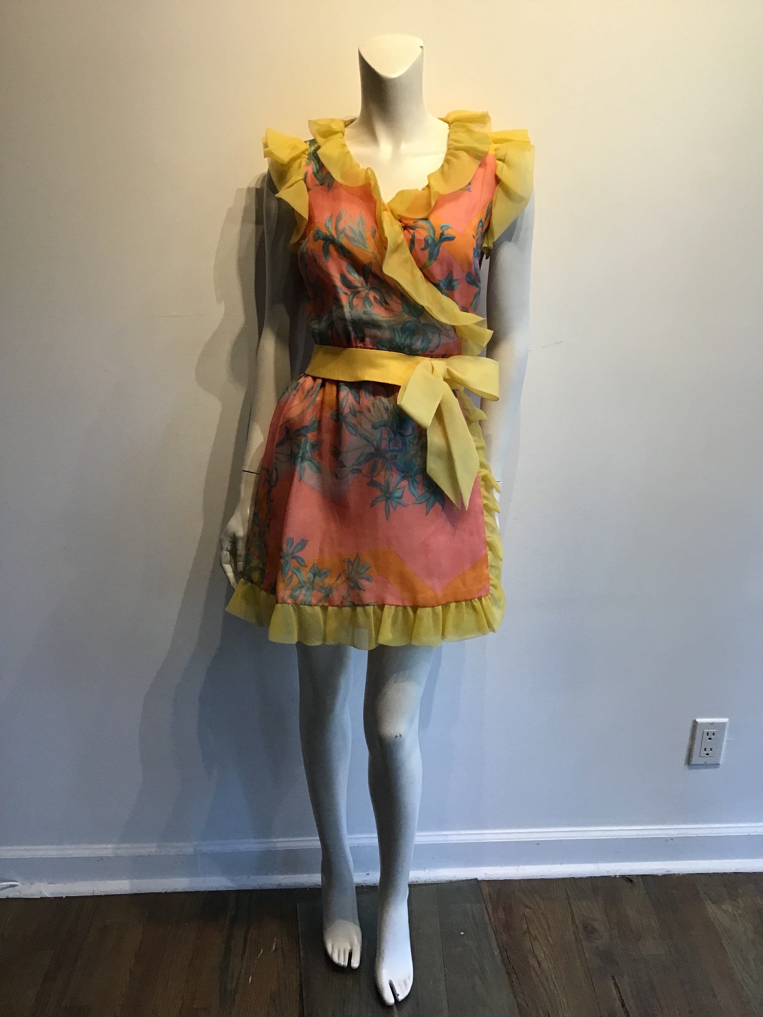 1960s multicolor Silk Organza Dress by Raffaele di Marino size 4