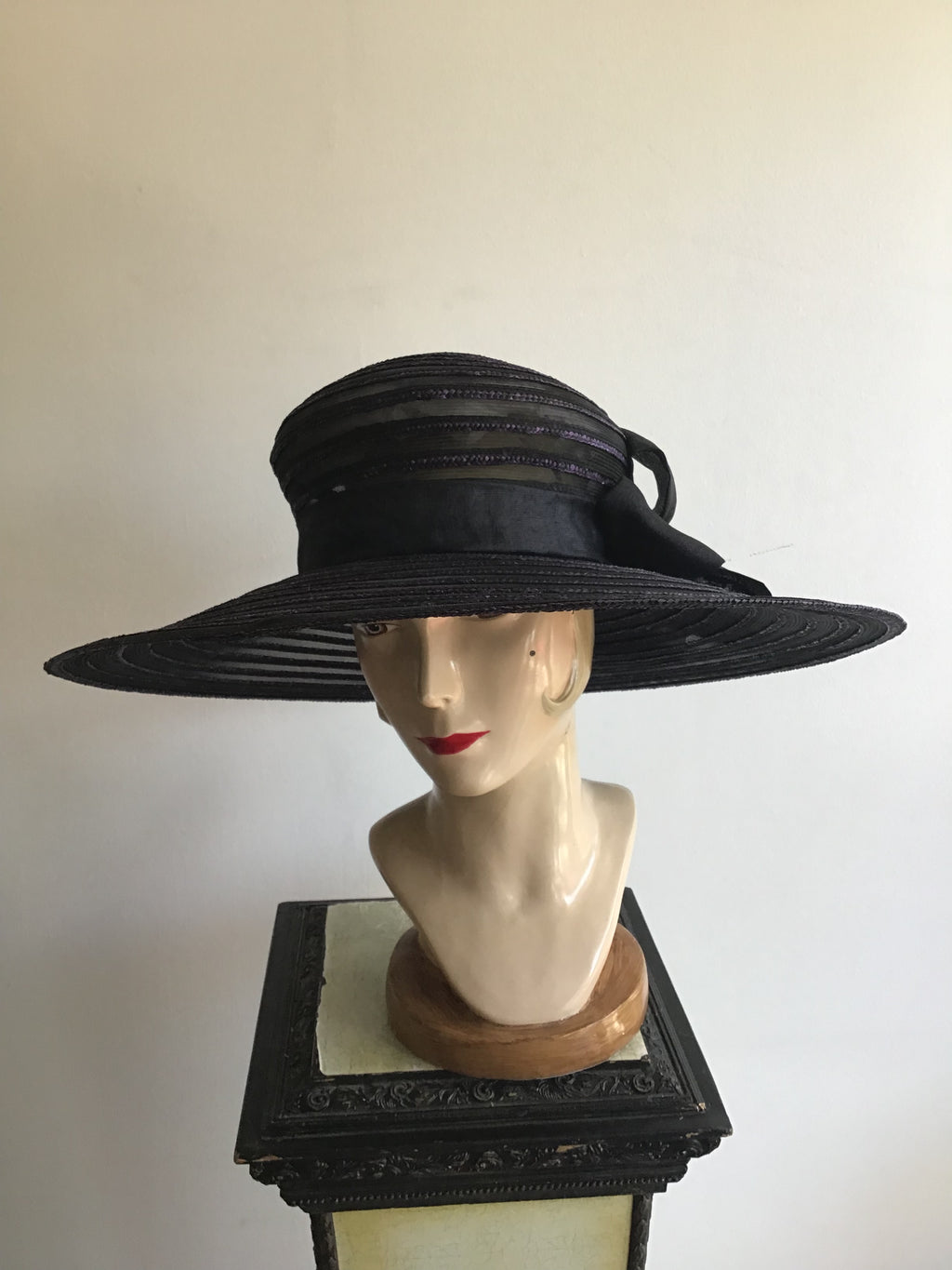 1990s Eric Javits Purple and Black  Horsehair hat