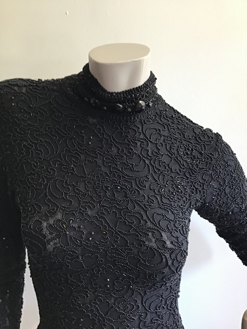 1980's Giorgio di Saint Angelo  Black Beaded Unitard and Pants Size 6/8