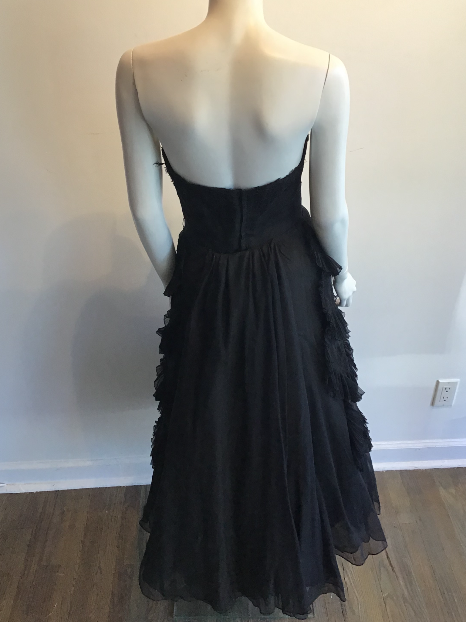 1950s Harvey Brenin Black Organza and Lace Cocktail Dress Size 6