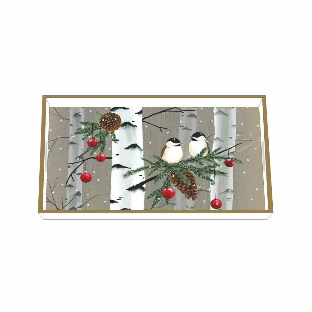 Birch Birds Holiday/Christmas Tray