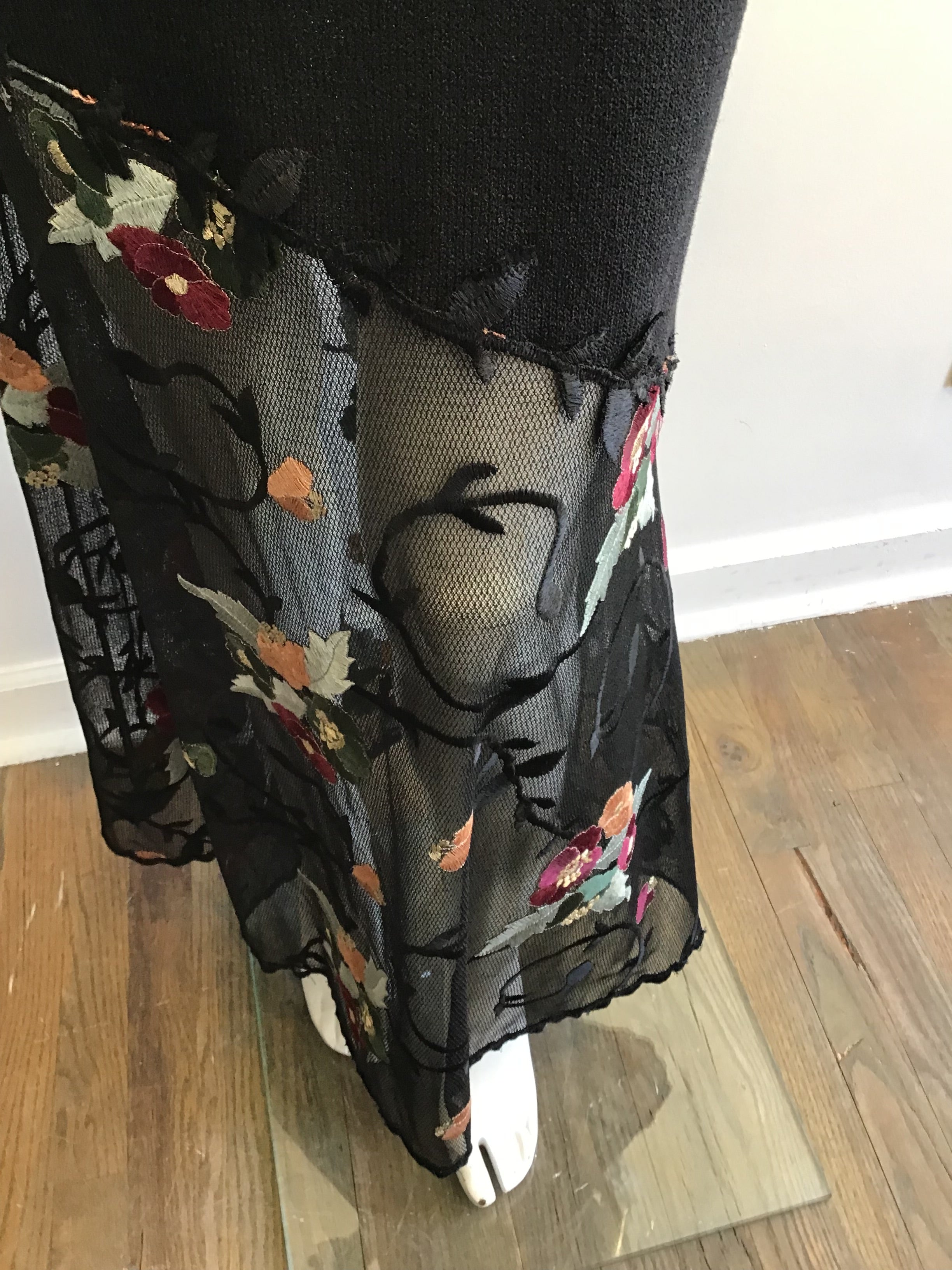 1990’s E L Ana Black Wool Maxi Dress with Bolero Size 8