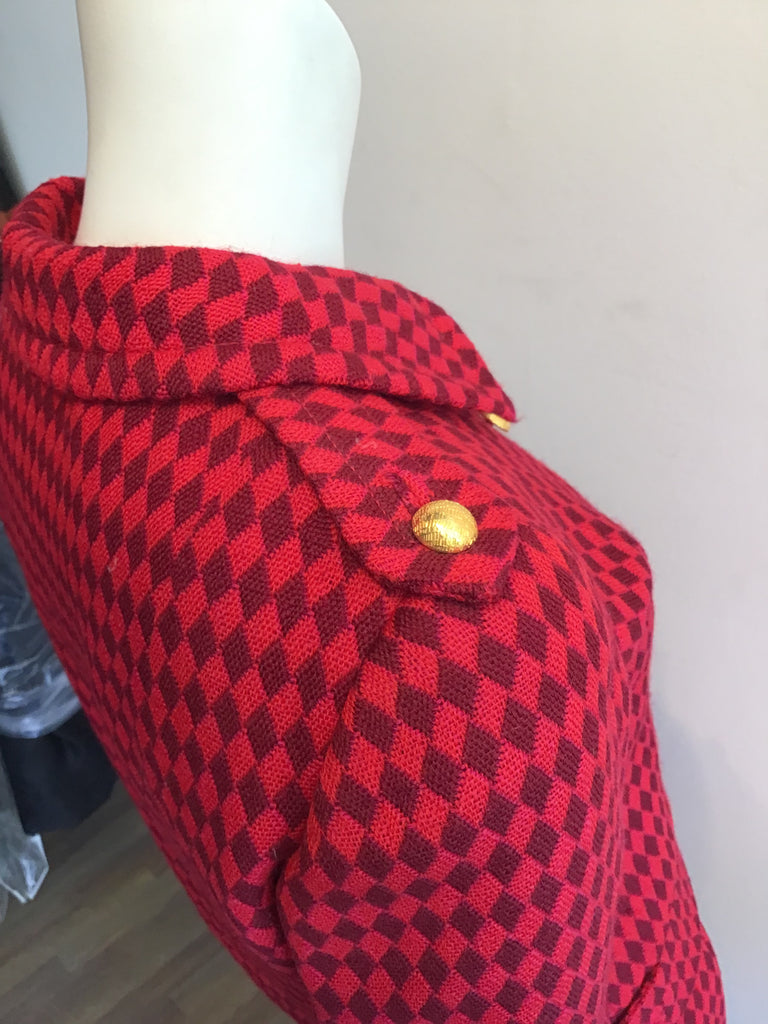 1960s Red and Black Wool Suit by Rose Bertin of Zurich Size 8