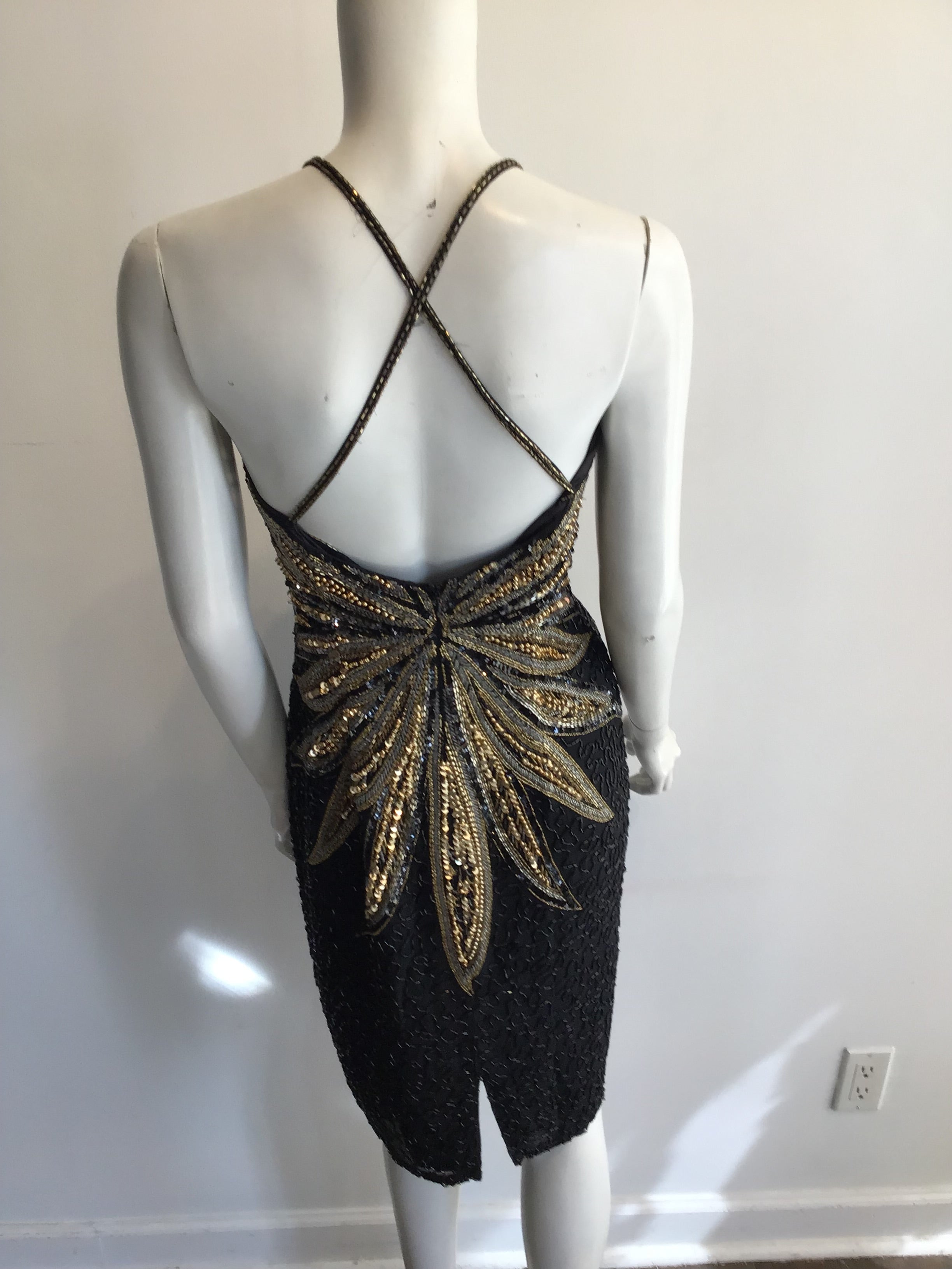 1980’s Mezzanine Luna by Modi Beaded Silk Chiffon Cocktail Dress Size 8