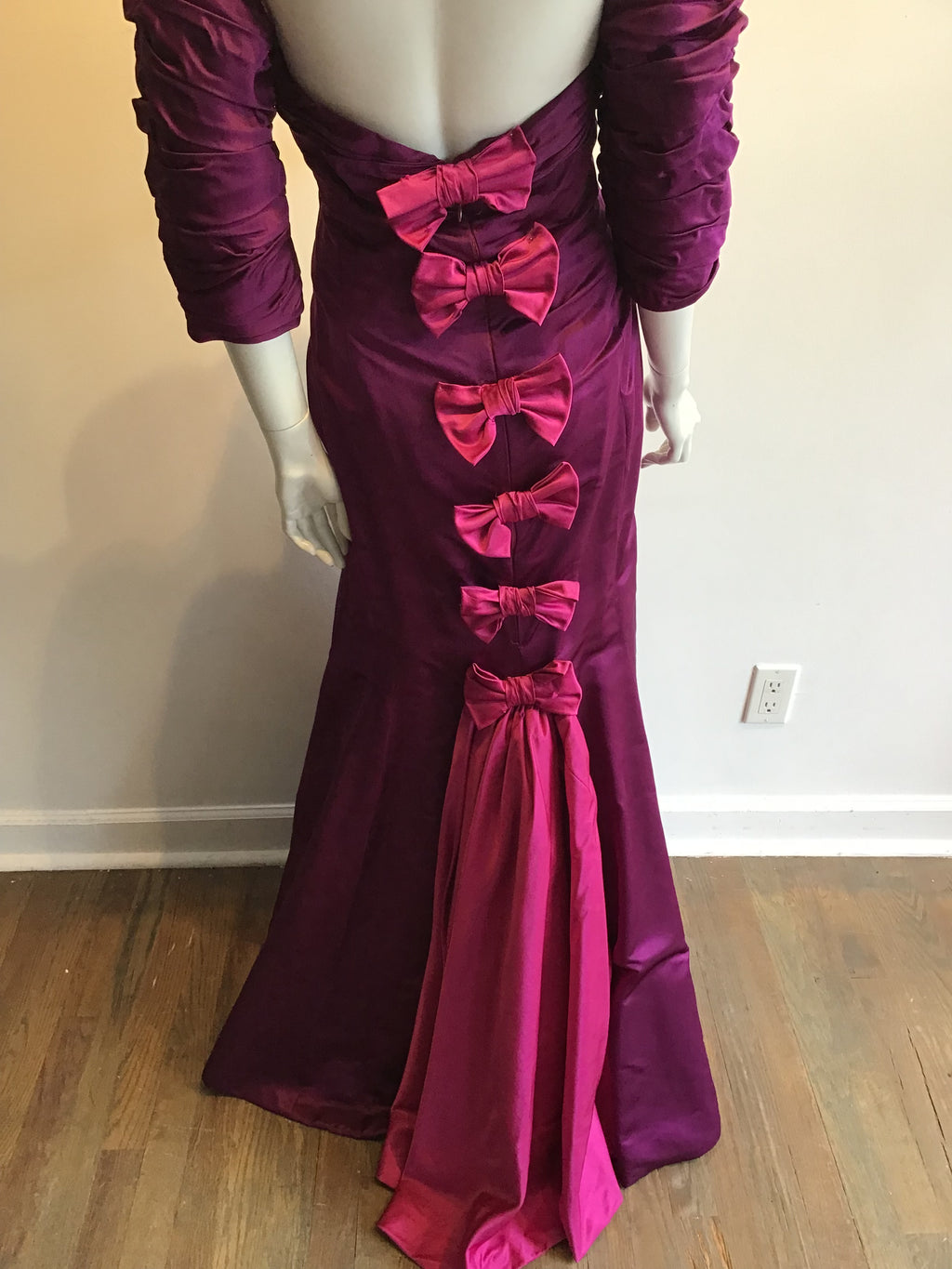 1980’s Plum Silk Satin Evening Gown Size 10