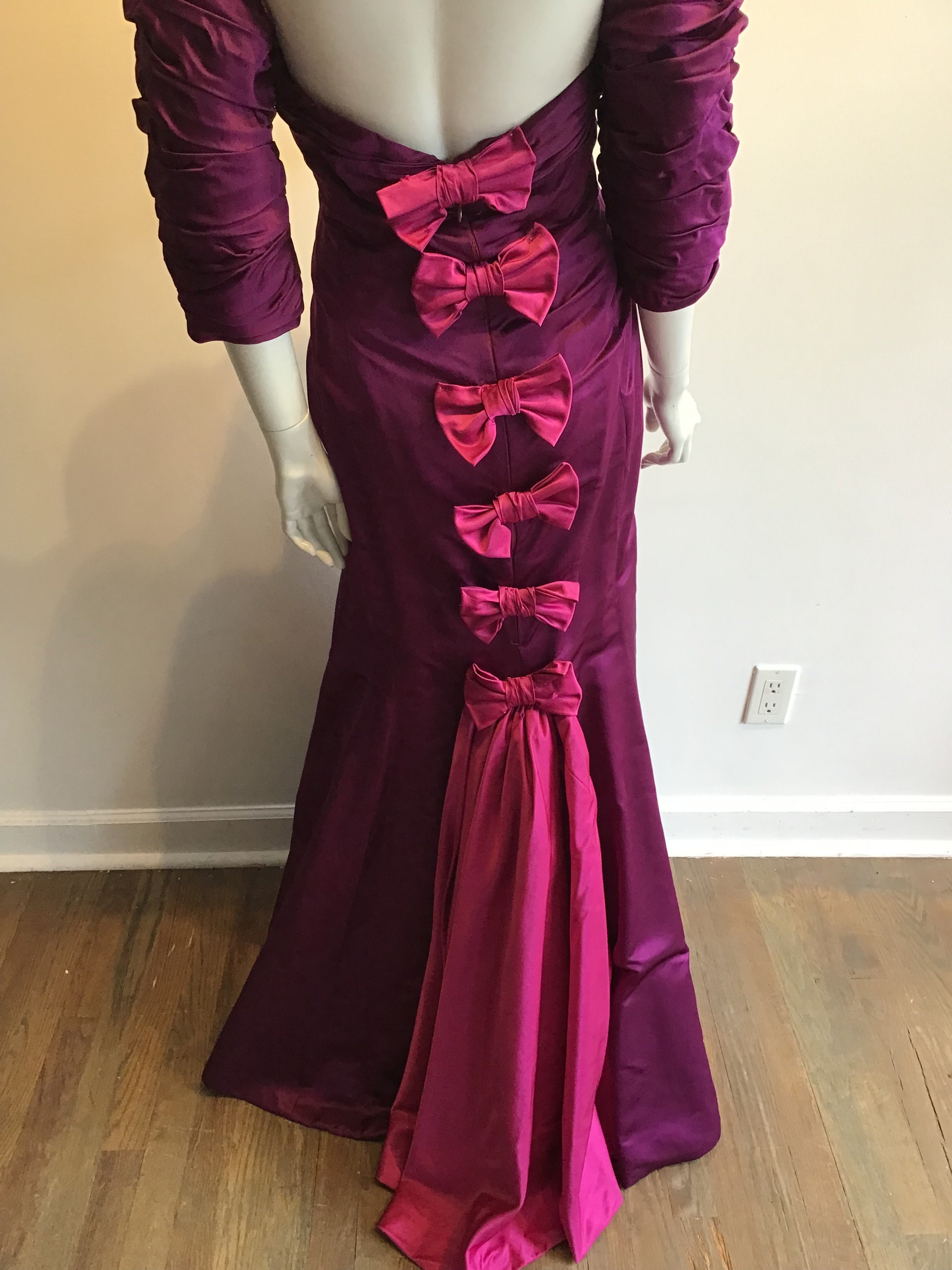 1980’s Plum Silk Satin Evening Gown Size 10