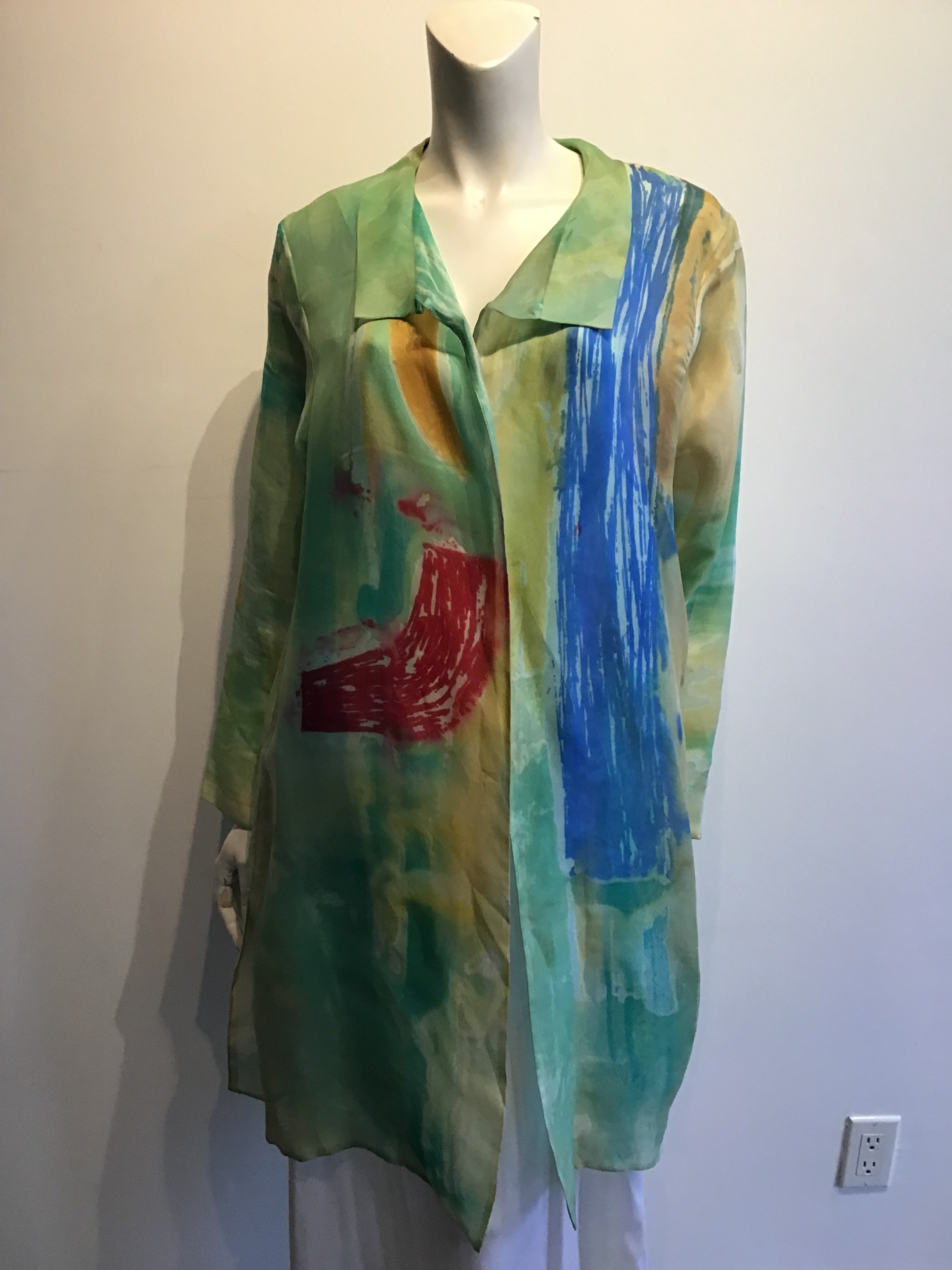 2000 Carole Waller Hand Painted Silk Jacket Size up to 12