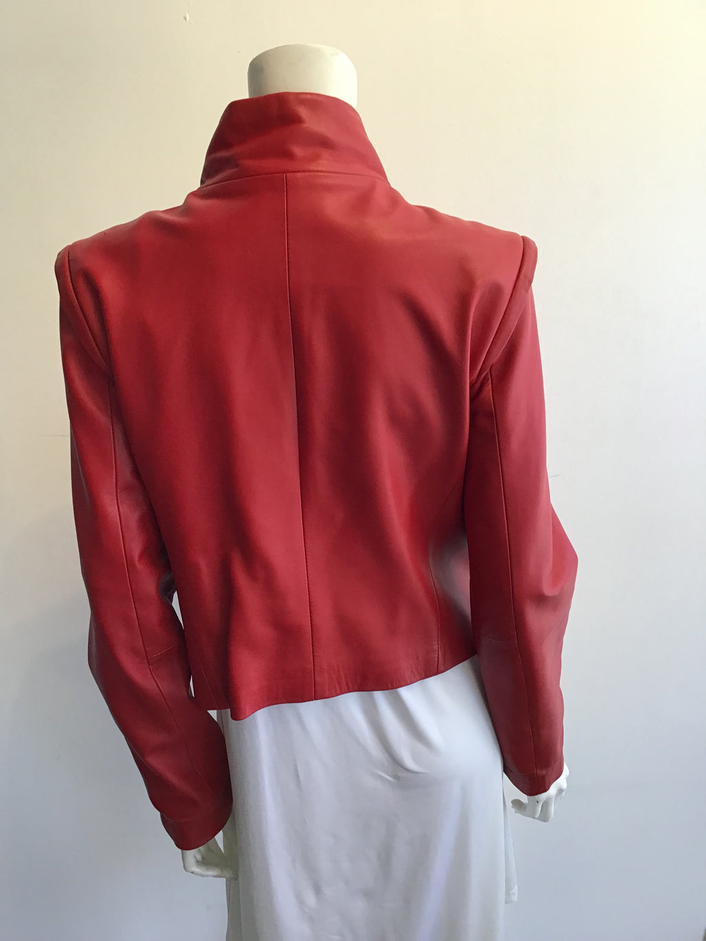 1990s Donals Pilsner Red Leather Jacket Size 6
