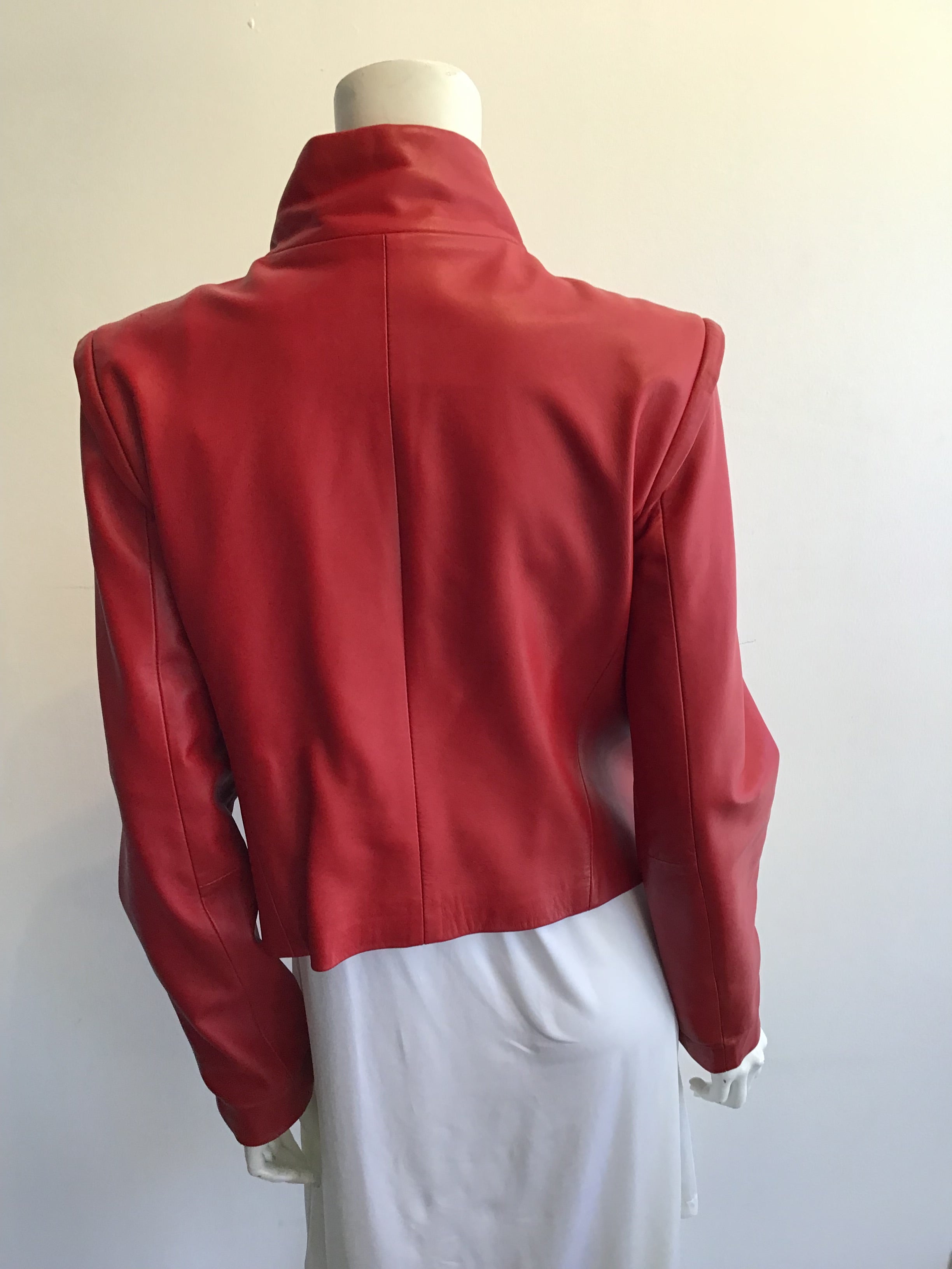 1990s Donals Pilsner Red Leather Jacket Size 6