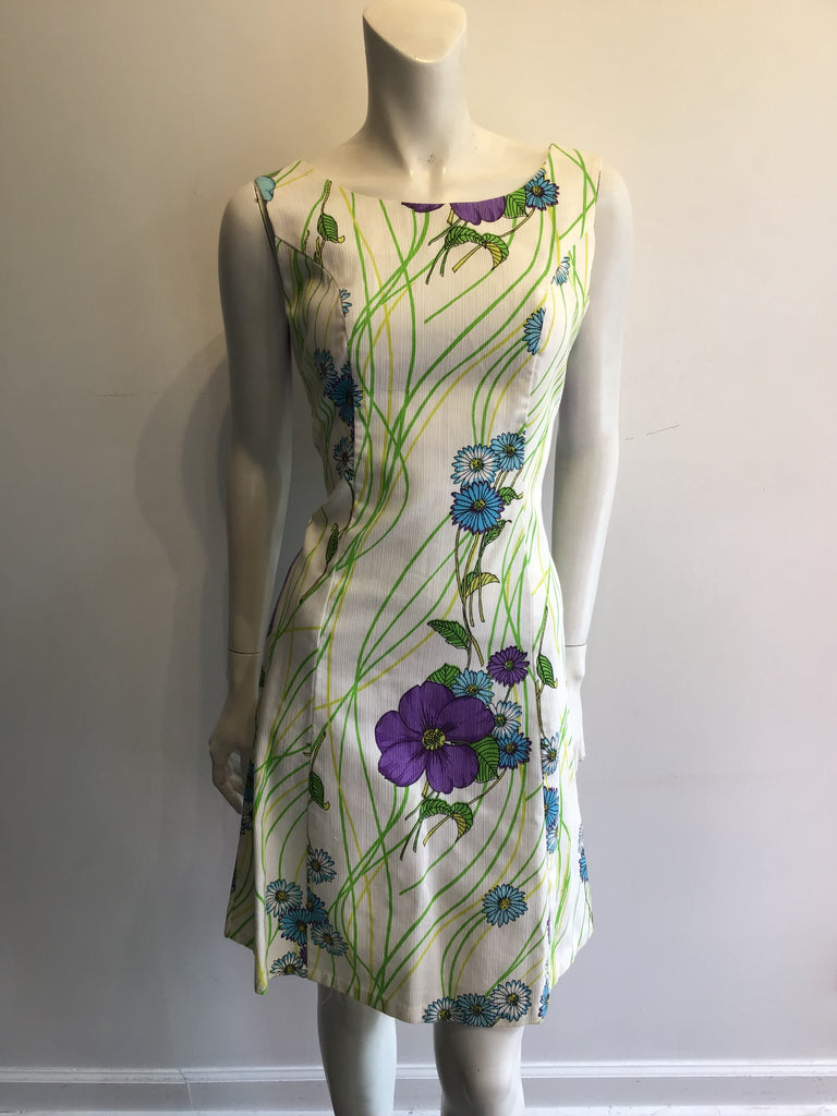 1960’s Cotton White/Purple/Blue/Green Janet Lynn Size 8