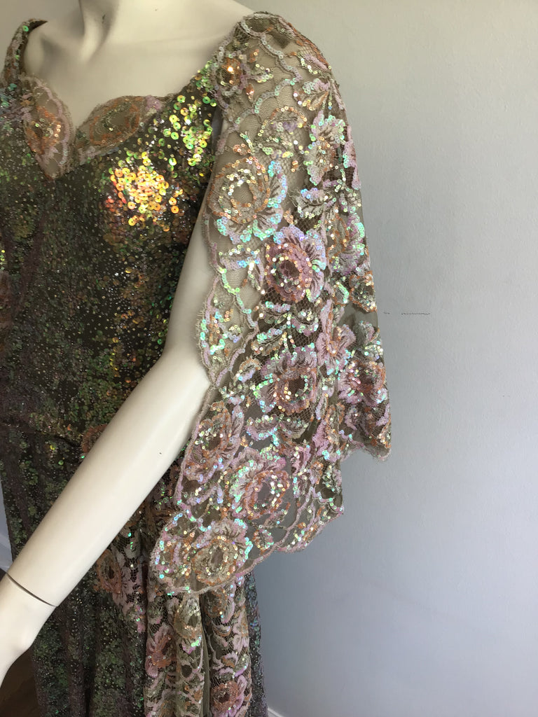 1983 Custom Made Iridescent Sequins Dress Size 8