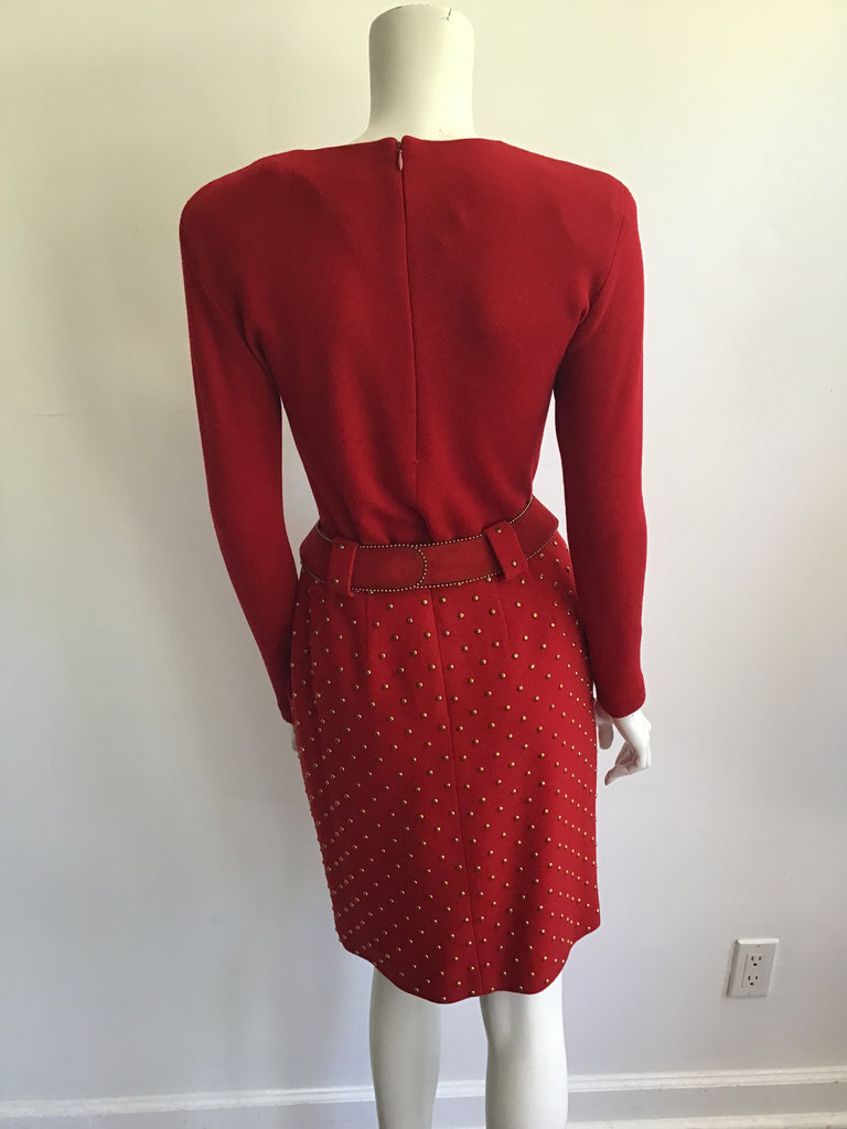 1980's Red Cashmere/wool Blend Anne Klein 3 Piece Ensemble Size 6