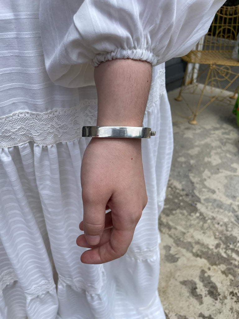 simple, sterling, mexican, vintage, 1970s, bangle, square