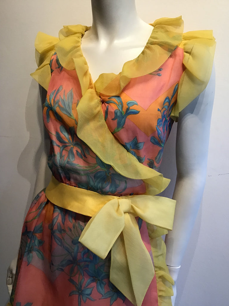 1960s multicolor Silk Organza Dress by Raffaele di Marino size 4
