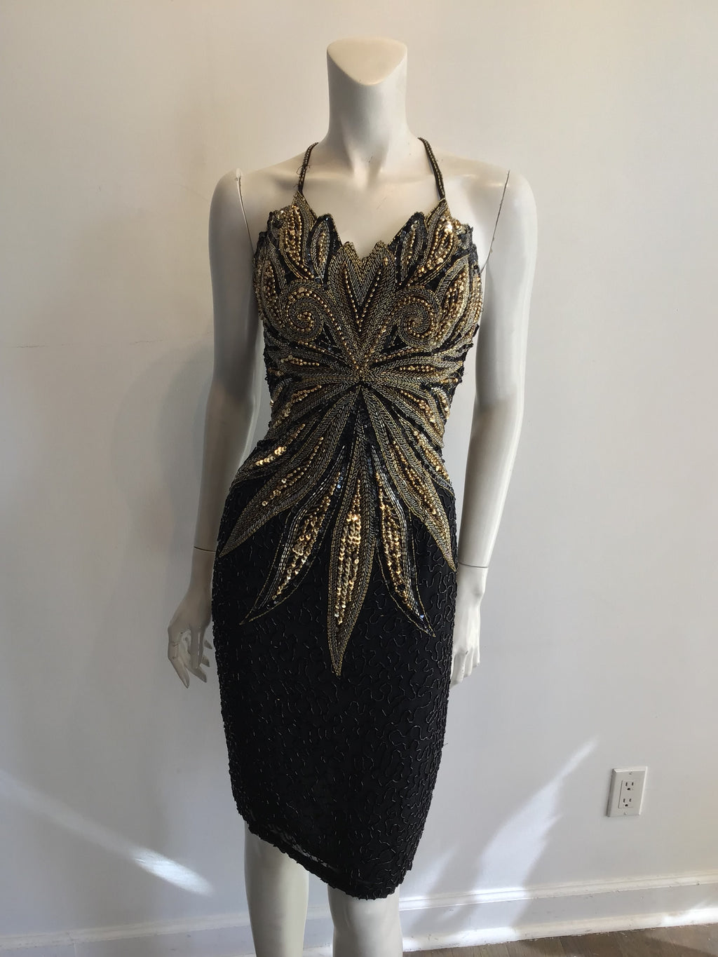1980’s Mezzanine Luna by Modi Beaded Silk Chiffon Cocktail Dress Size 8