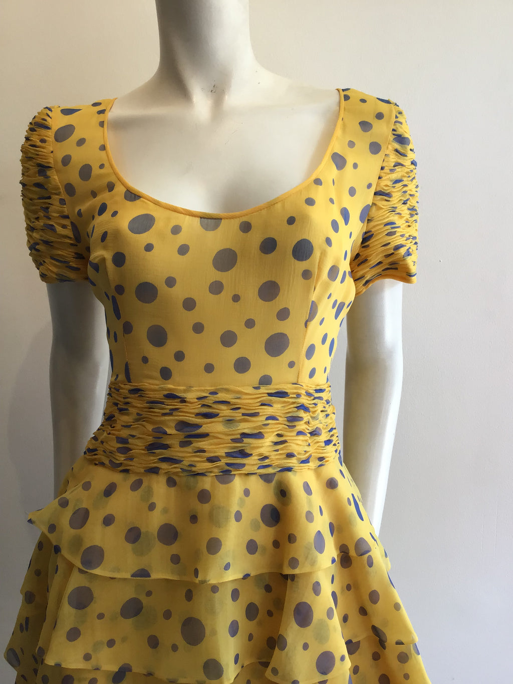 1980’s Valentino Silk Chiffon Yellow Dress Size 10