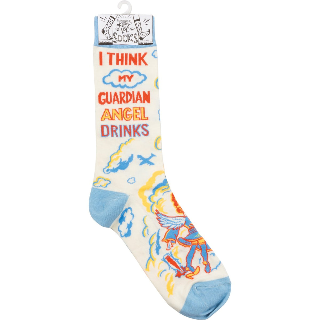 I think my guardian angel drinks cream printed womens socks