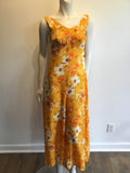 1960’s Deep Yellow  Floral Cotton Blend Janet Lynn Jumpsuit Size 8