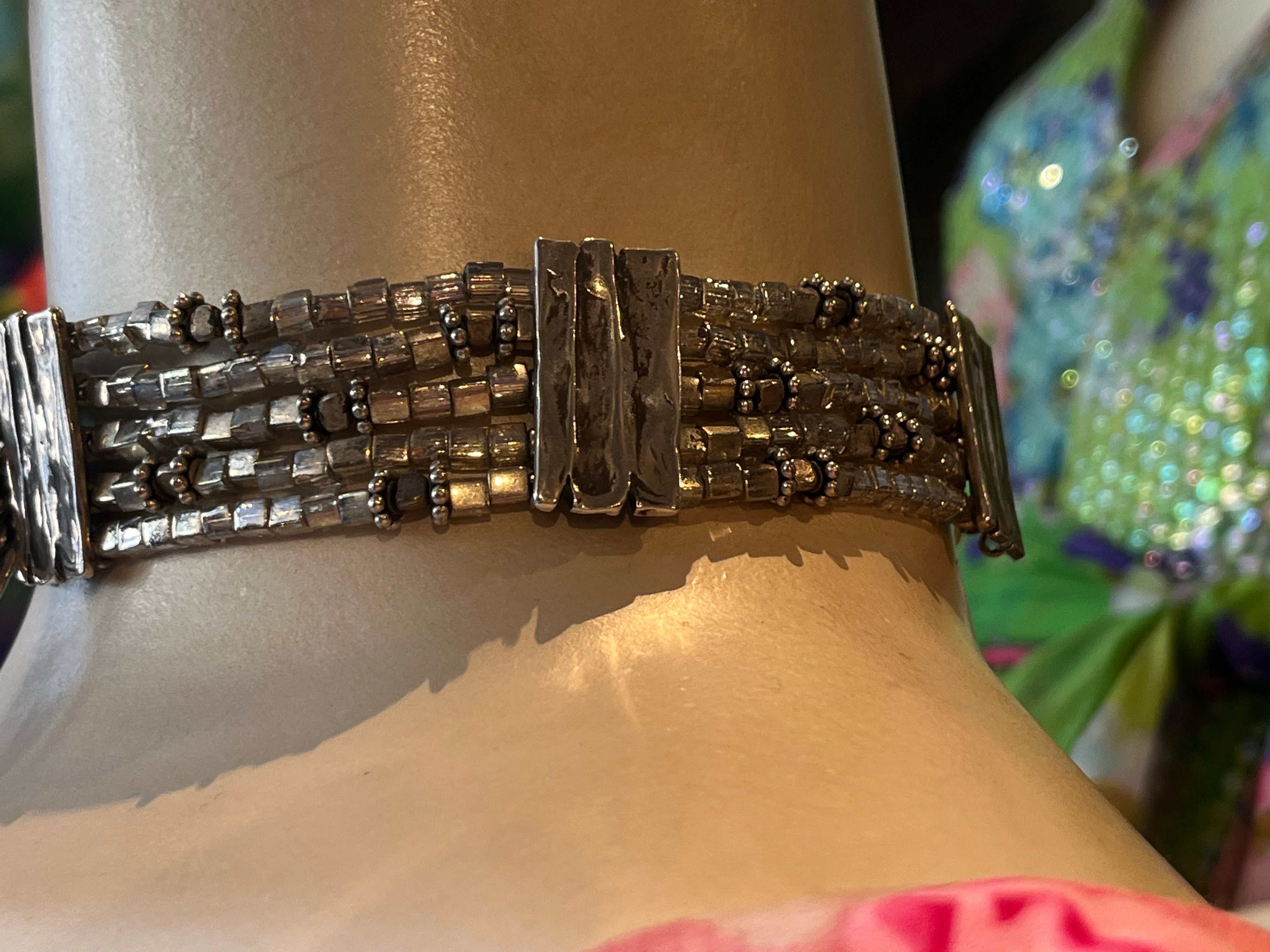 STERLING SILVER /CRYSTAL VINTAGE CHOKER SIGNED MARY & DOUG HANCOCK