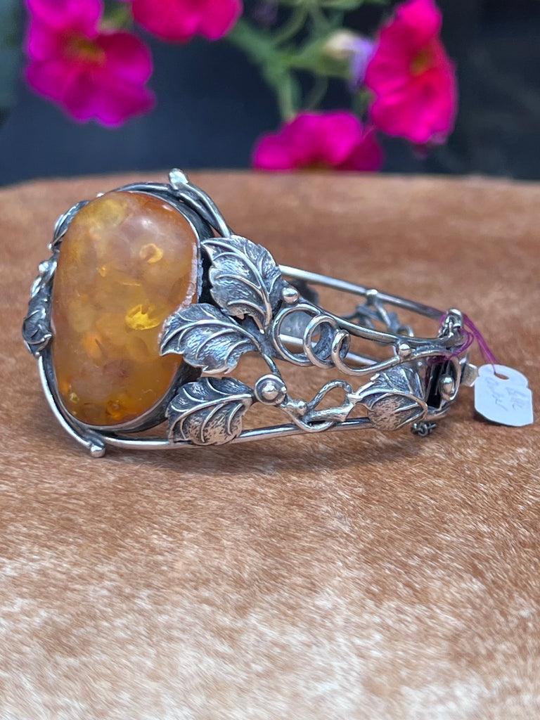 Amber and Sterling Bracelet