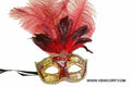 Red Venetian Feather Mask