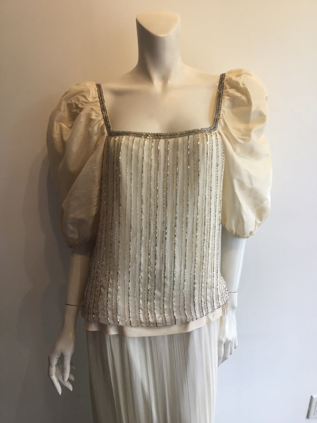 1980’s Cream Silk Taffeta Evening Gown Size 10