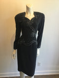 1980’s Black Polyester D’Ore Cocktail Dress Size 8