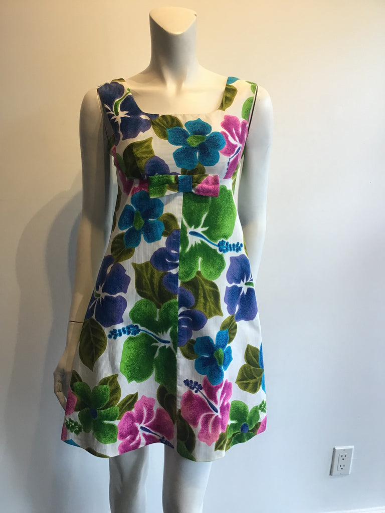 1960s Tohki Hawaii Cotton Printed Shift Dress Size 8