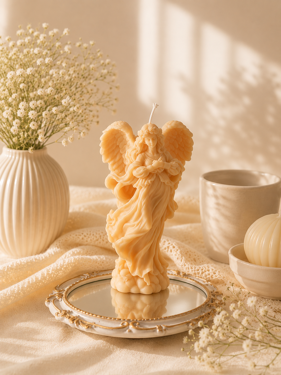 Large Angel Candle 7x5 inches