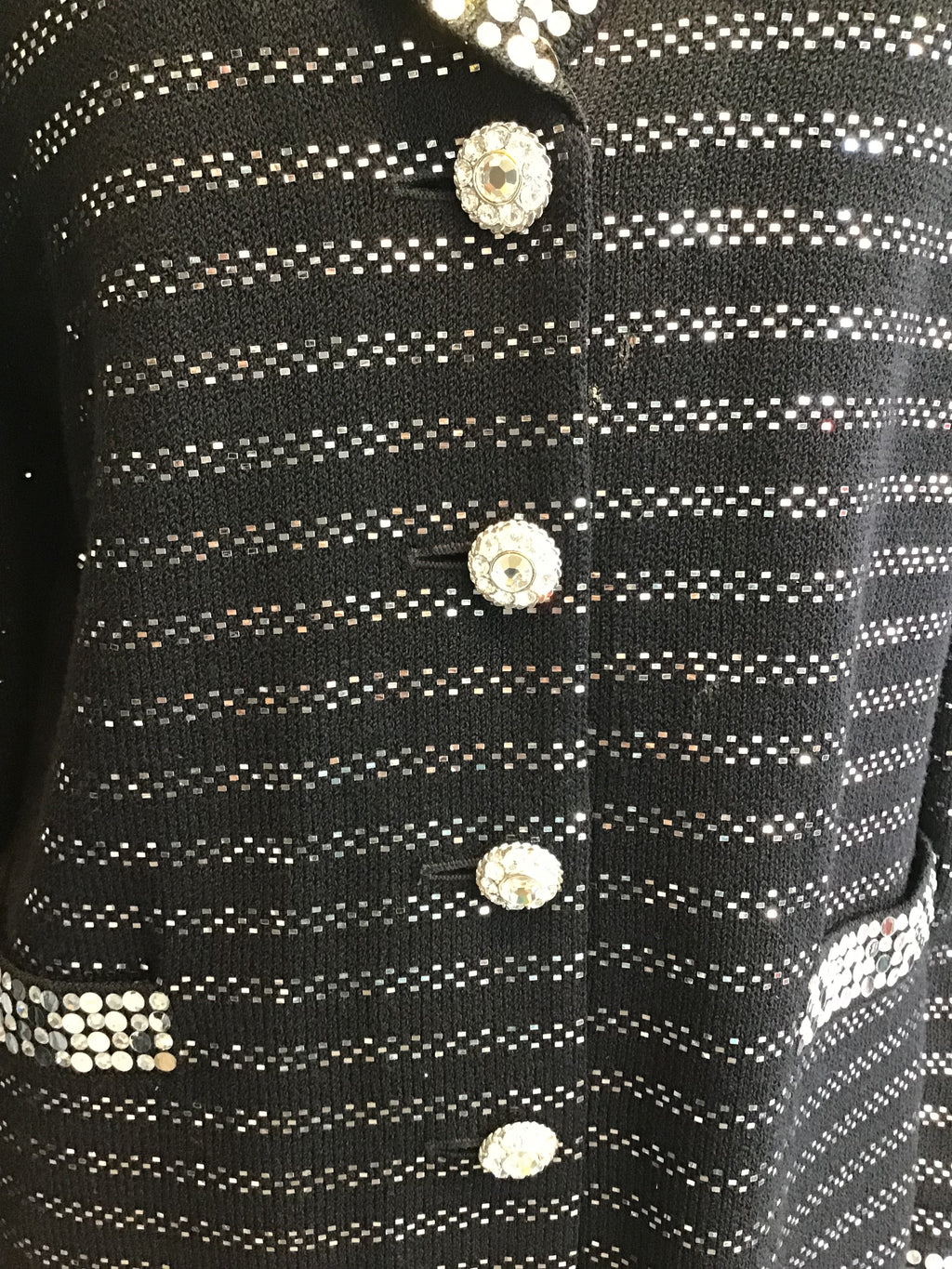 Late 1980s Black and Silver St.John Evening Jacket Size 12
