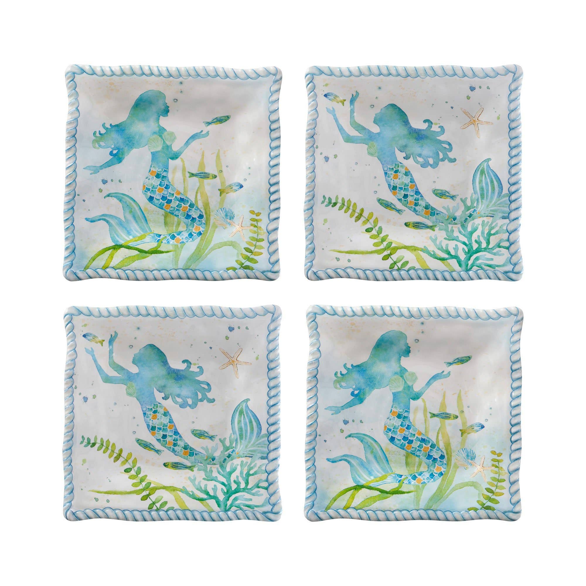 4-Piece Mermaid 6" Melamine Plate