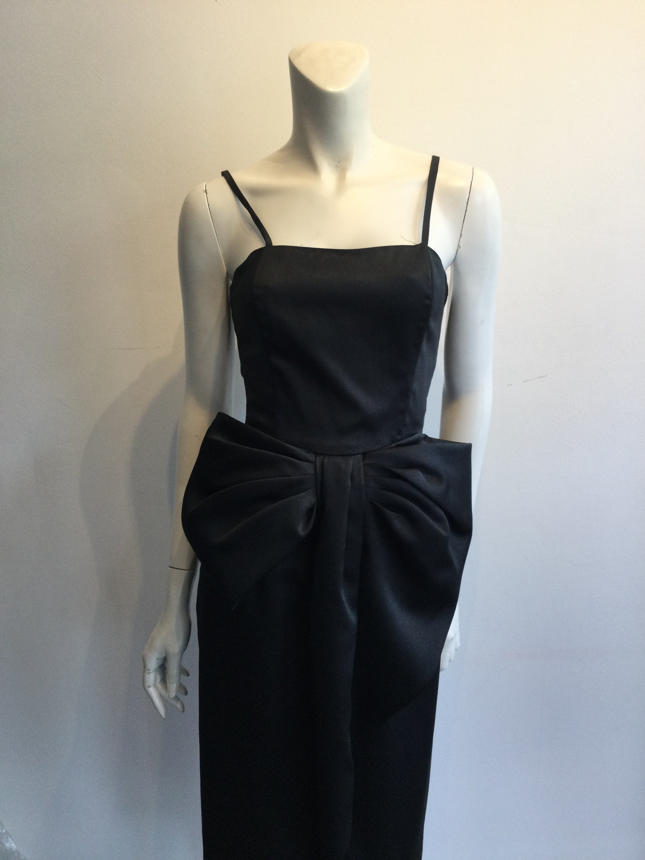 1980s Black Silk Victor Costa Evening Gown Size 4