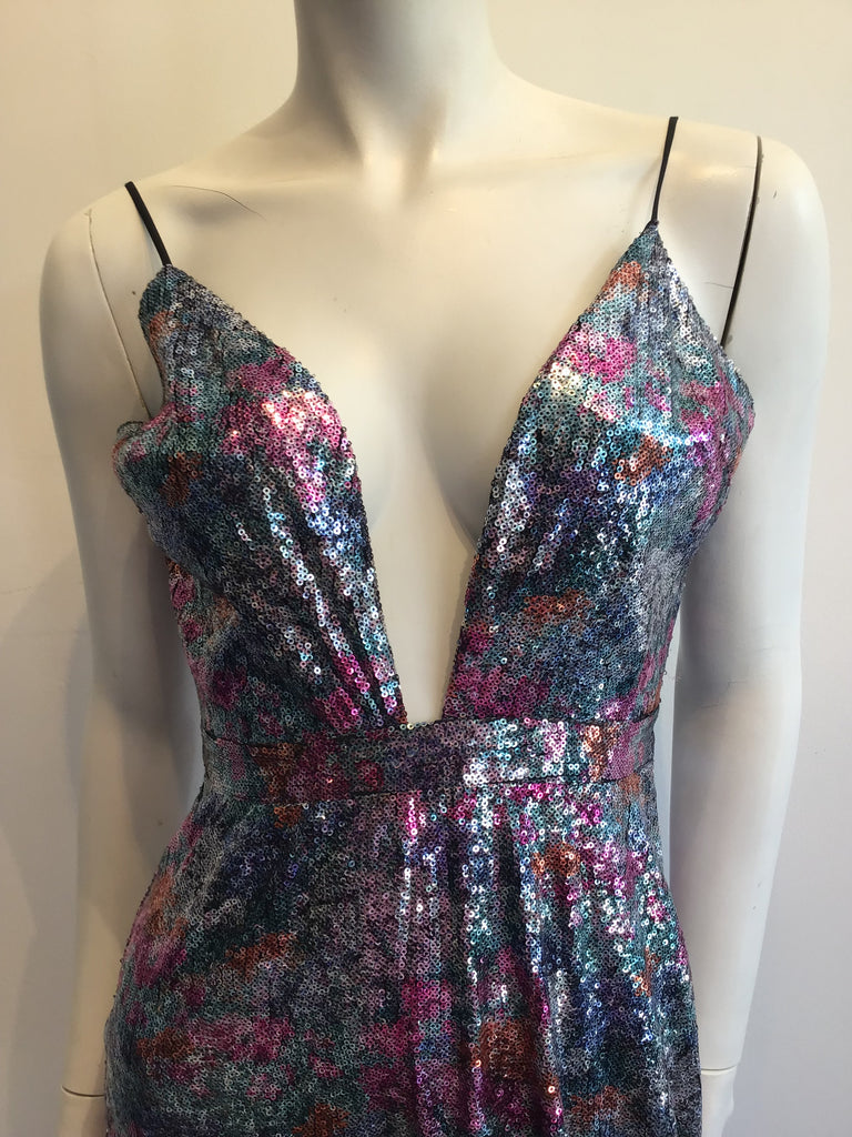 2000s Remus Brooks Multicolored Sequins  Evening  Dress Size 6