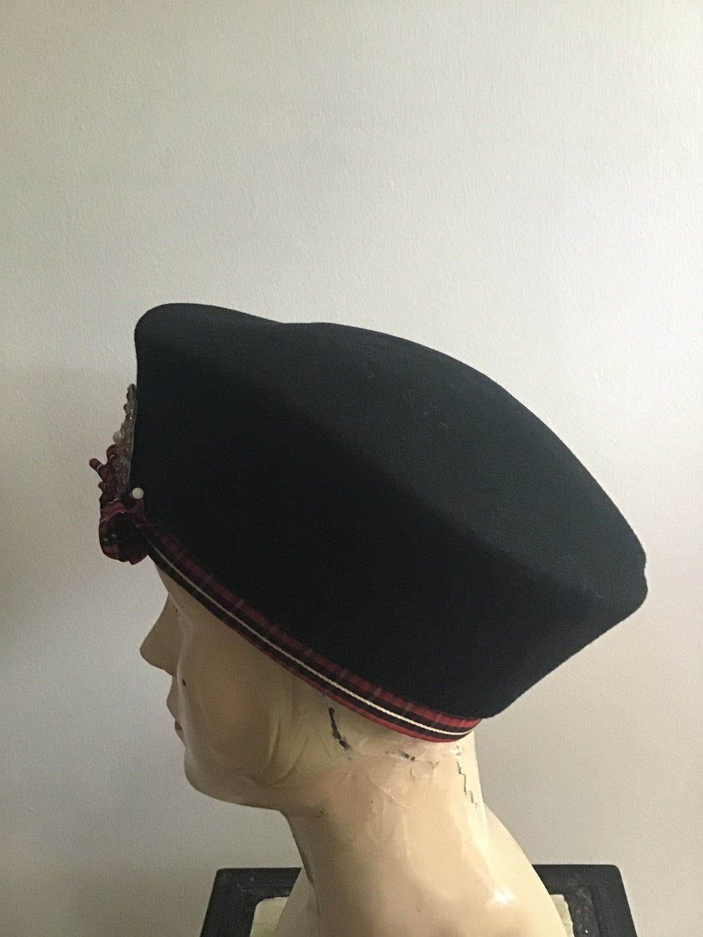1980s Tam with Red Plaid Trim