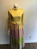 1970’s Malcolm Starr Yellow/Multicolor Silk Lamé Dress Size 6