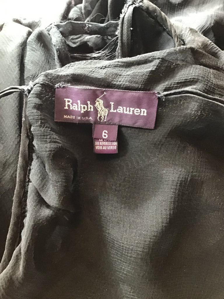 1990's Ralph Lauren purple LabelL rayon/silk Evening Dress with Fringe Size 6
