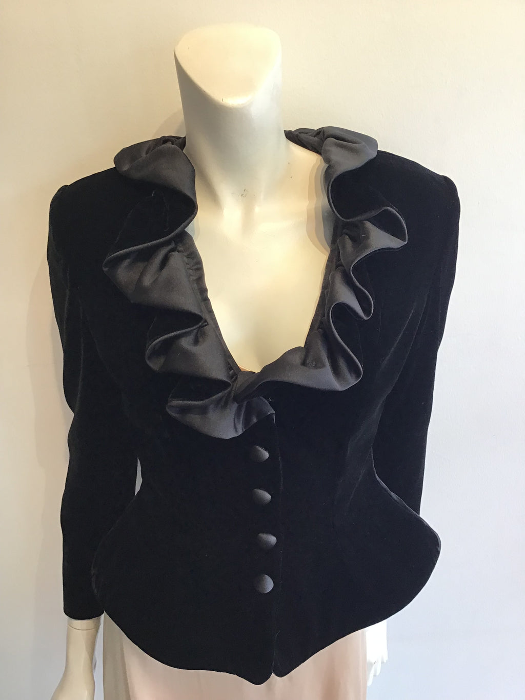 1980’s Black Velvet and Satin Jacket Size 8