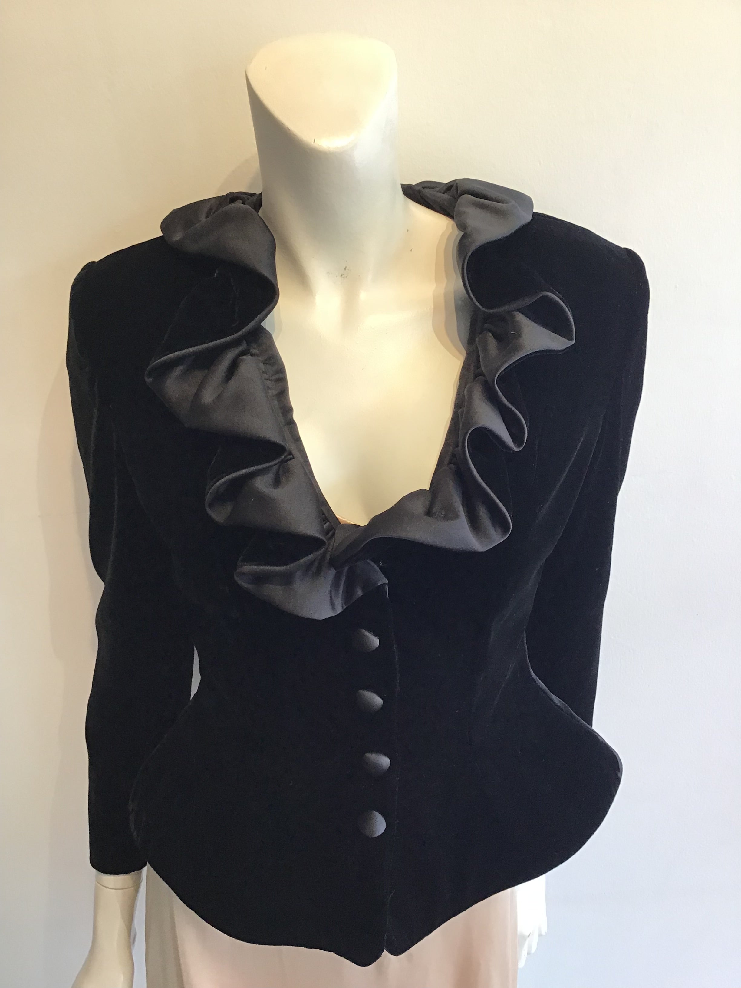 1980’s Black Velvet and Satin Jacket Size 8