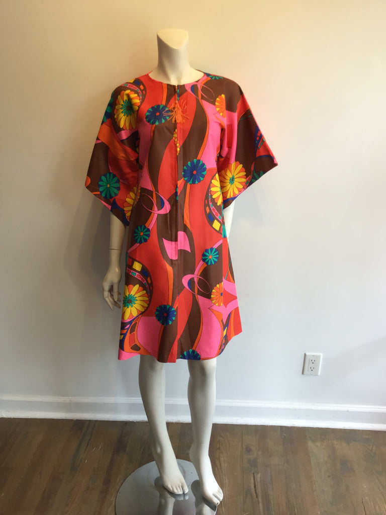 1960’s Polished Cotton Janet lynn Multicolor Dress Size 10
