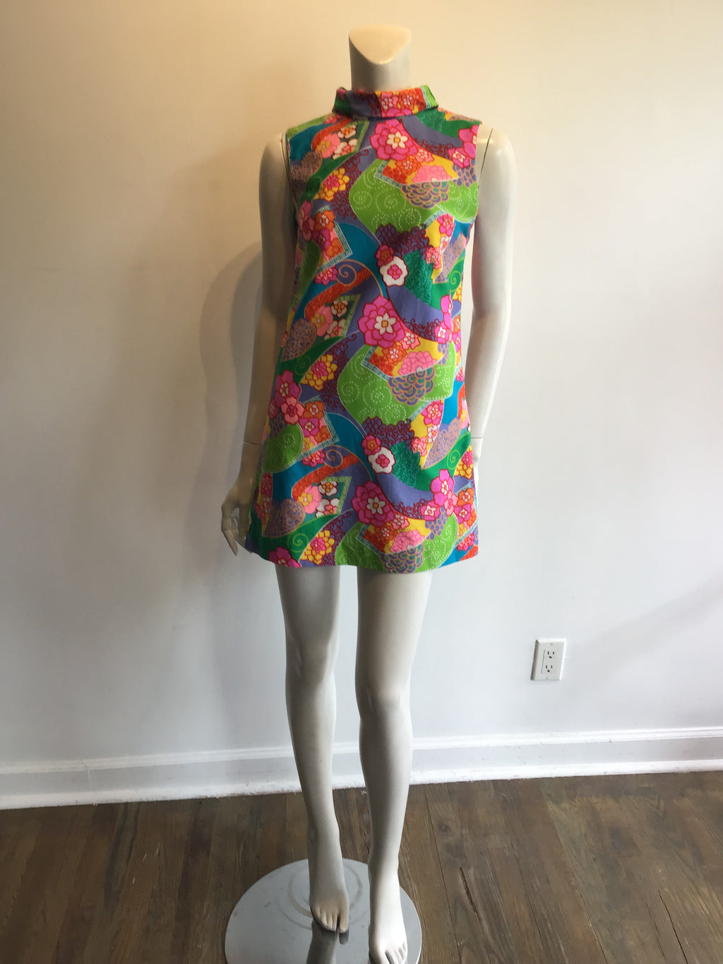 1960’s Cotton Multicolor Janet Lynn Mini Dress Size 6