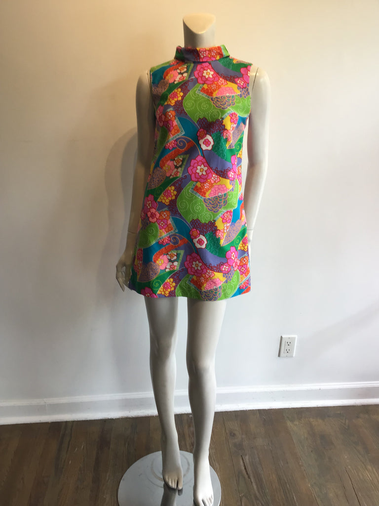 1960’s Cotton Multicolor Janet Lynn Mini Dress Size 6