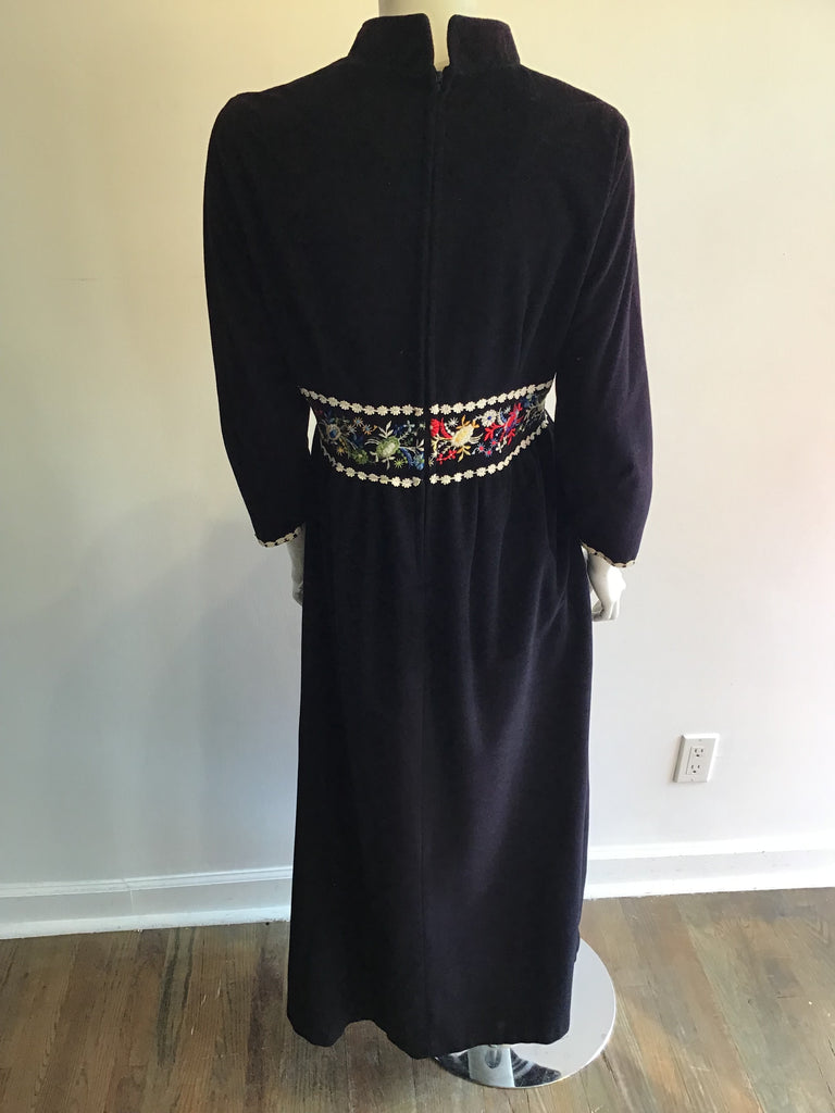 1960’s Black Cotton Blend Janet Lynn Maxi Dress Size 6