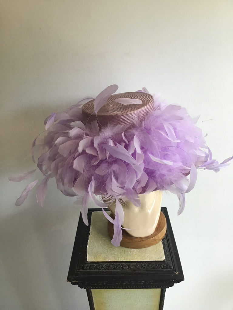 2000 Whiteley Lavender Straw Hat with Feather